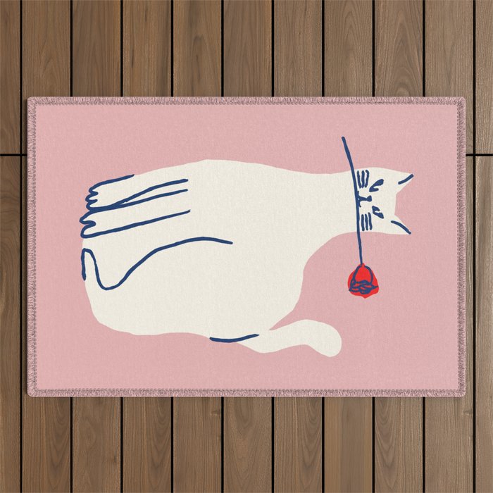 Casanova cat - the whimsical Catsanova Outdoor Rug Gallery Image 1