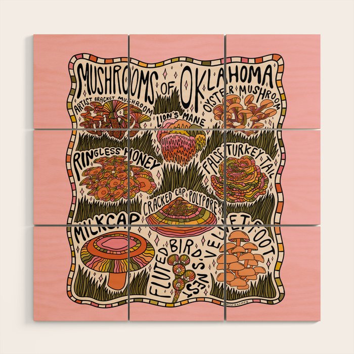 Mushrooms of Oklahoma Wood Wall Art Gallery Image 1