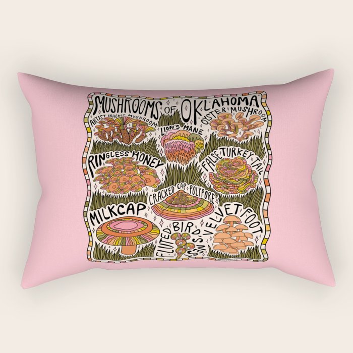 Mushrooms of Oklahoma Rectangular Pillow Gallery Image 1