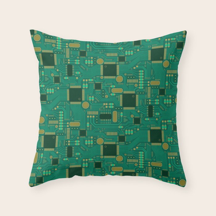 Circuit Board Sync Throw Pillow Gallery Image 6