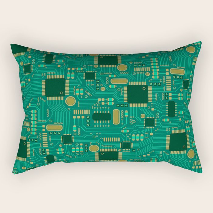 Circuit Board Sync Rectangular Pillow Gallery Image 1