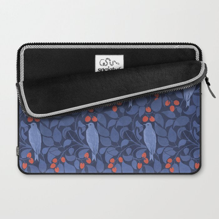 Blue Birds And Red Cherries Blue Laptop Sleeve Gallery Image 2