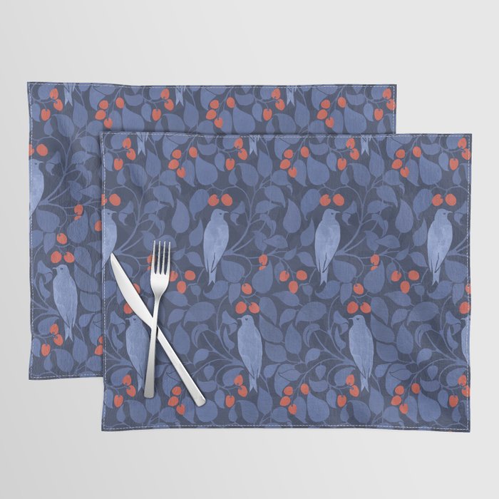 Blue Birds And Red Cherries Blue Placemat Gallery Image 1