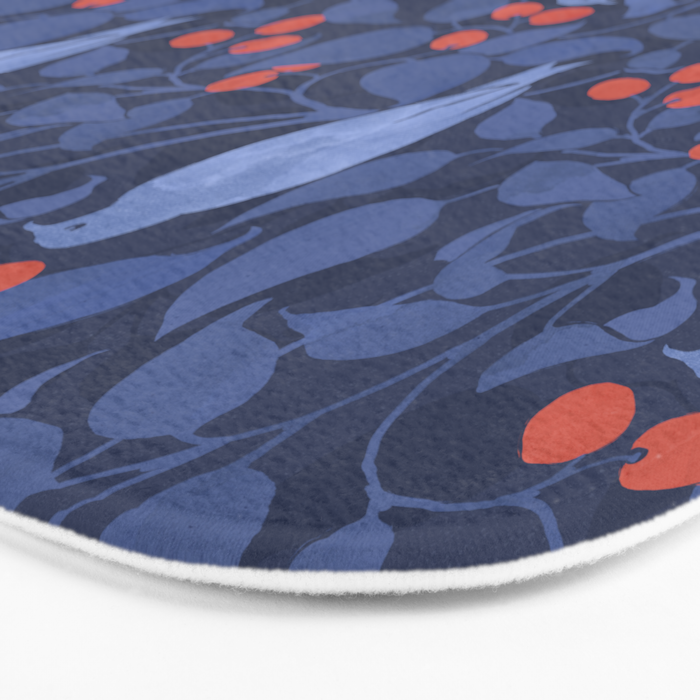 Blue Birds And Red Cherries Blue Bath Mat Gallery Image 3