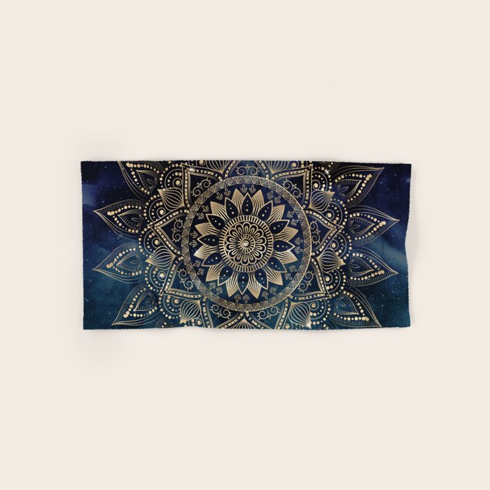 Elegant Gold Mandala Blue Galaxy Bath Towel Gallery Image 1