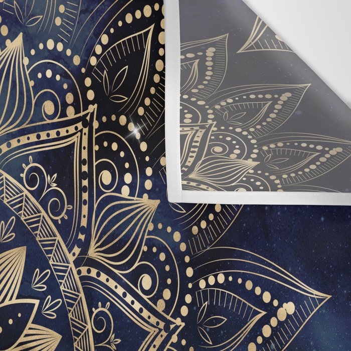 Elegant Gold Mandala Blue Galaxy Wall Tapestry Gallery Image 3