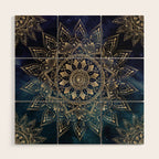 Elegant Gold Mandala Blue Galaxy Wood Wall Art Gallery Image 1