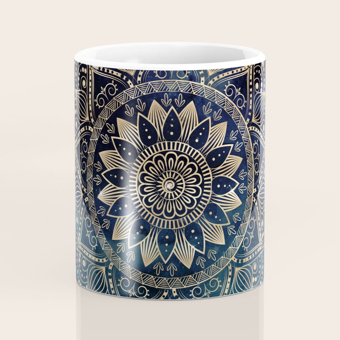 Elegant Gold Mandala Blue Galaxy Coffee Mug Gallery Image 4