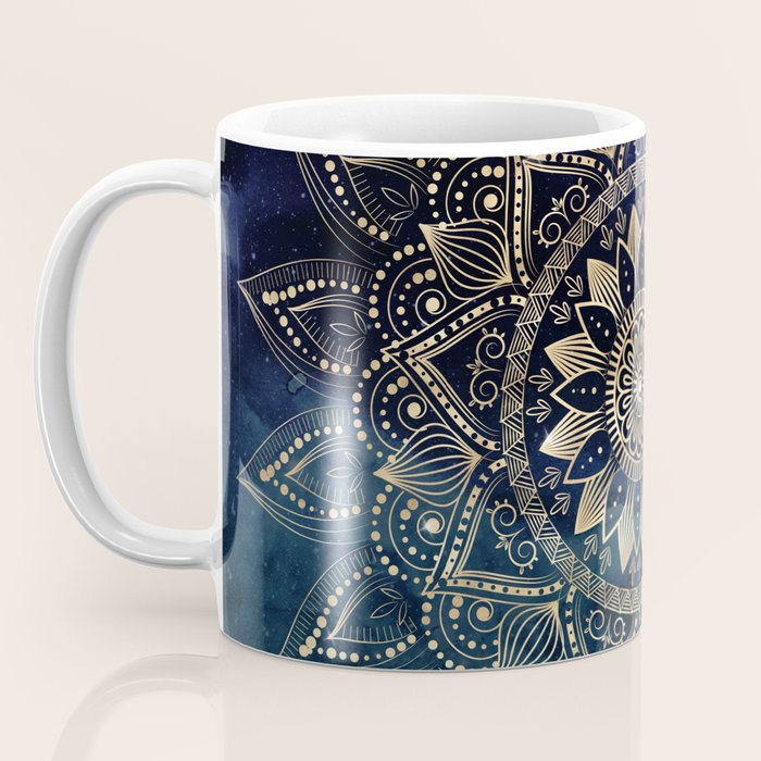 Elegant Gold Mandala Blue Galaxy Coffee Mug Gallery Image 3
