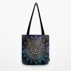 Elegant Gold Mandala Blue Galaxy Tote Bag Gallery Image 2