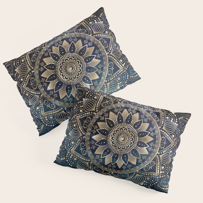 Elegant Gold Mandala Blue Galaxy Pillow Sham Gallery Image 3