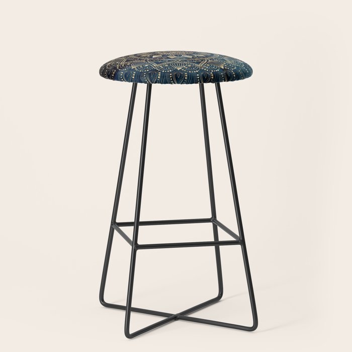 Elegant Gold Mandala Blue Galaxy Stool Gallery Image 1