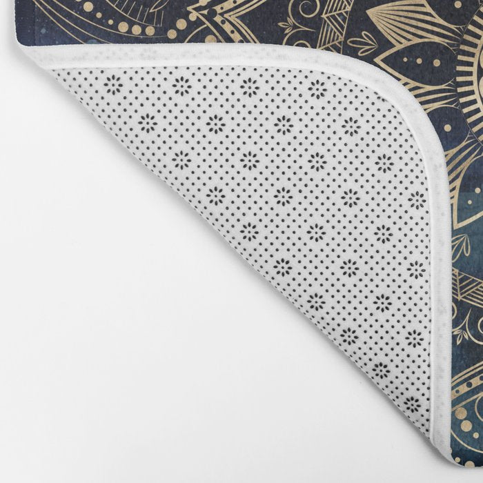 Elegant Gold Mandala Blue Galaxy Bath Mat Gallery Image 2