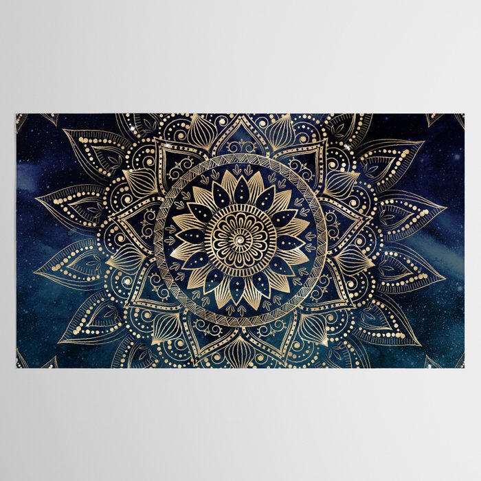 Elegant Gold Mandala Blue Galaxy Tablecloth Gallery Image 2