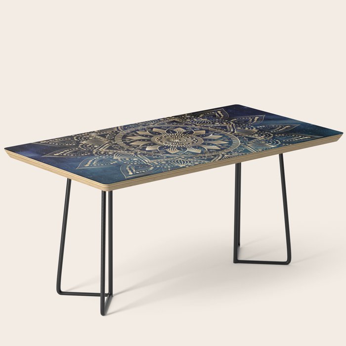 Elegant Gold Mandala Blue Galaxy Coffee Table Gallery Image 1