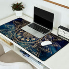 Elegant Gold Mandala Blue Galaxy Desk Mat Gallery Image 2