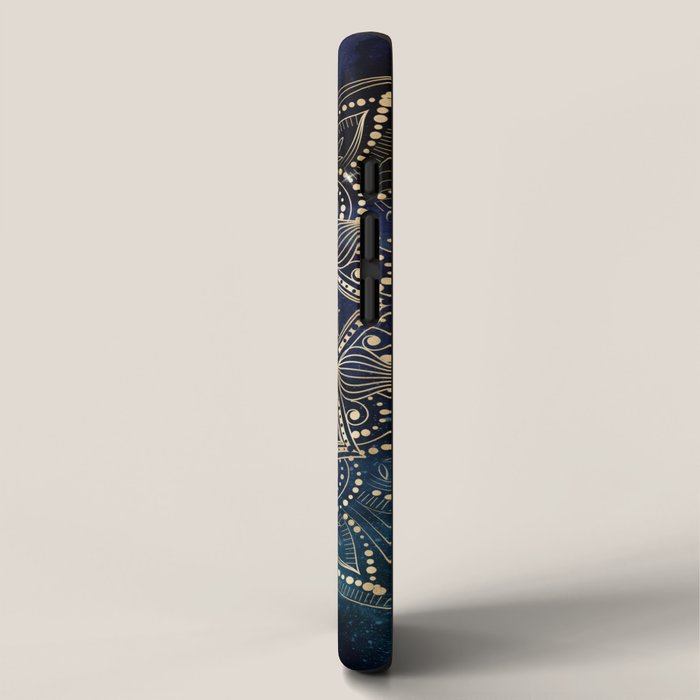 Elegant Gold Mandala Blue Galaxy iPhone Case Gallery Image 2