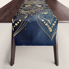 Elegant Gold Mandala Blue Galaxy Table Runner Gallery Image 1