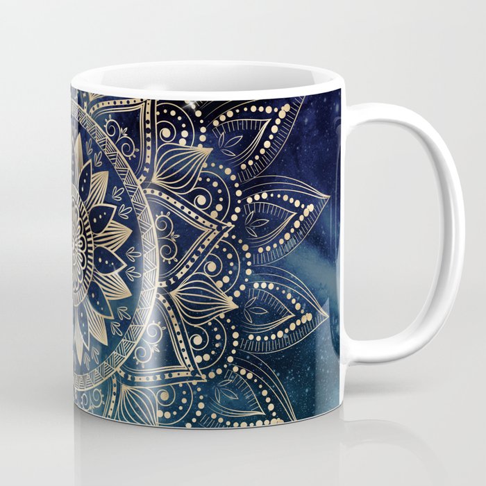 Elegant Gold Mandala Blue Galaxy Coffee Mug Gallery Image 1