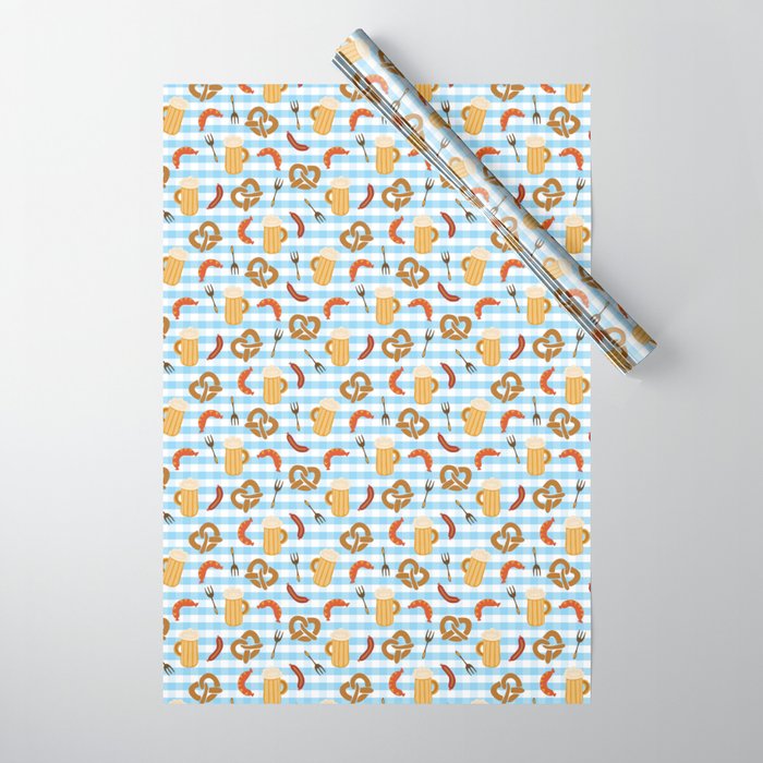Oktoberfest Prezels Beer Sausages Wrapping Paper Gallery Image 1