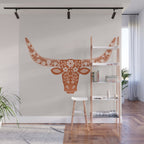 Floral Longhorn â Burnt Orange Wall Mural Gallery Image 1