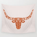 Floral Longhorn â Burnt Orange Wall Tapestry Gallery Image 4
