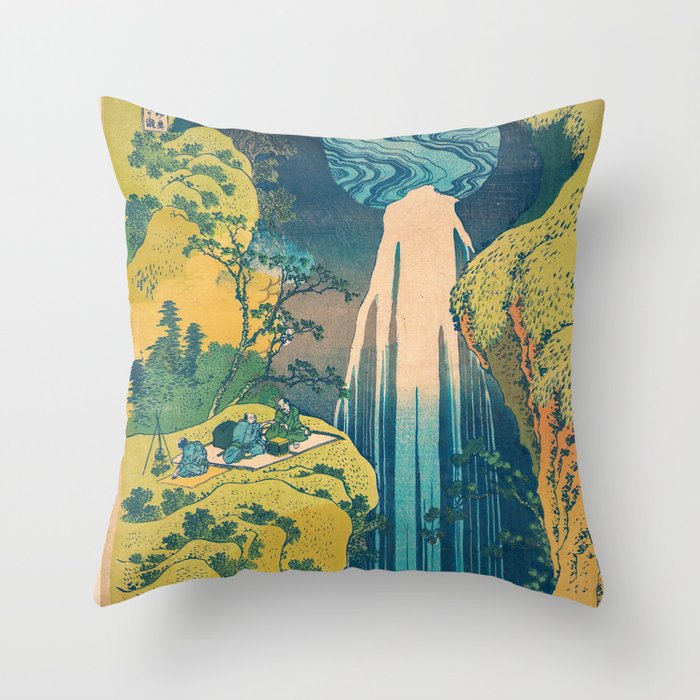 Amida Falls by Katsushika Hokusai Throw Pillow Gallery Image 1