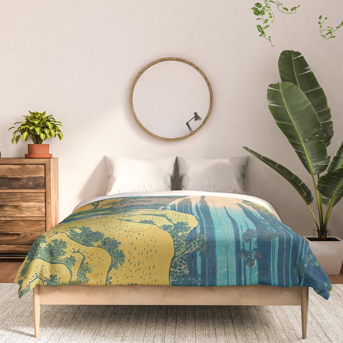 Amida Falls by Katsushika Hokusai Comforter Gallery Image 3