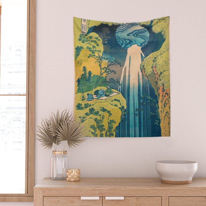 Amida Falls by Katsushika Hokusai Wall Tapestry Gallery Image 2