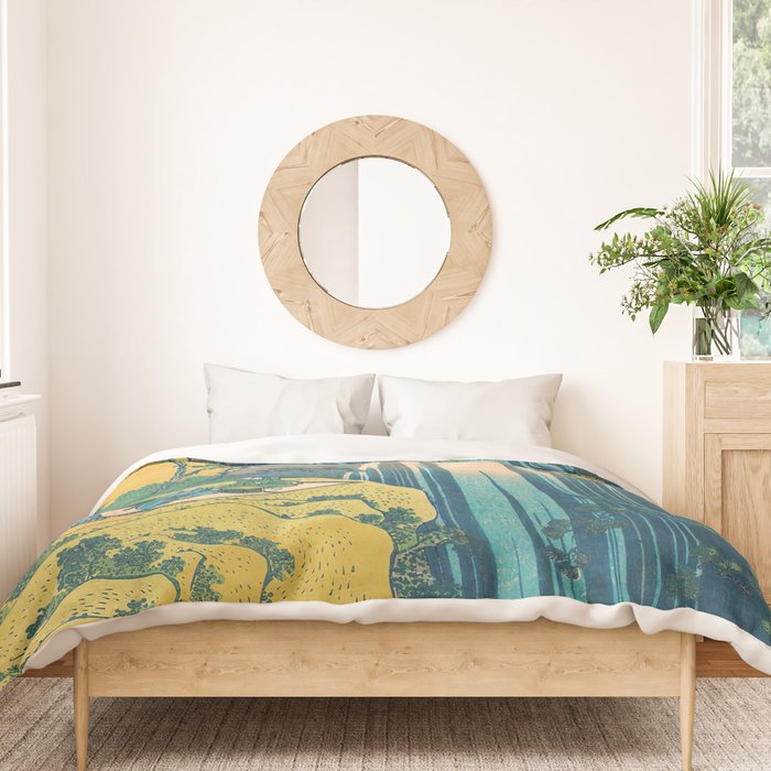 Amida Falls by Katsushika Hokusai Duvet Cover Gallery Image 3