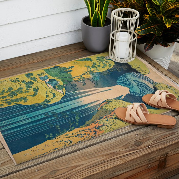 Amida Falls by Katsushika Hokusai Outdoor Rug Gallery Image 2