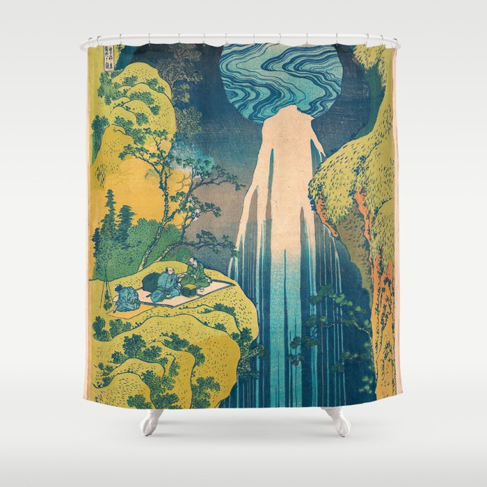Amida Falls by Katsushika Hokusai Shower Curtain Gallery Image 1