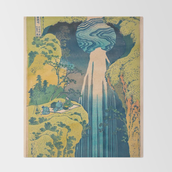 Amida Falls by Katsushika Hokusai Throw Blanket Gallery Image 2