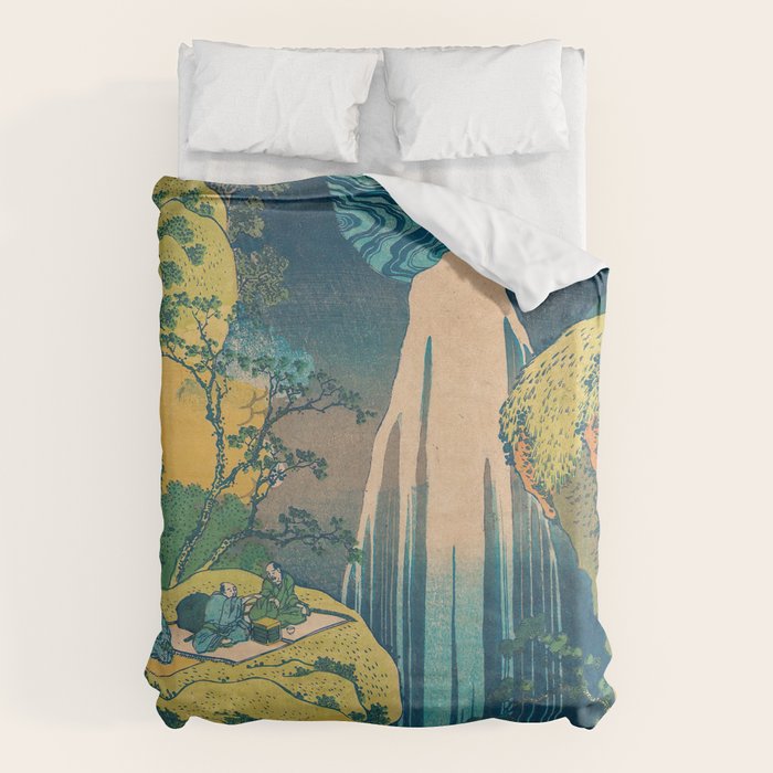 Amida Falls by Katsushika Hokusai Duvet Cover Gallery Image 1