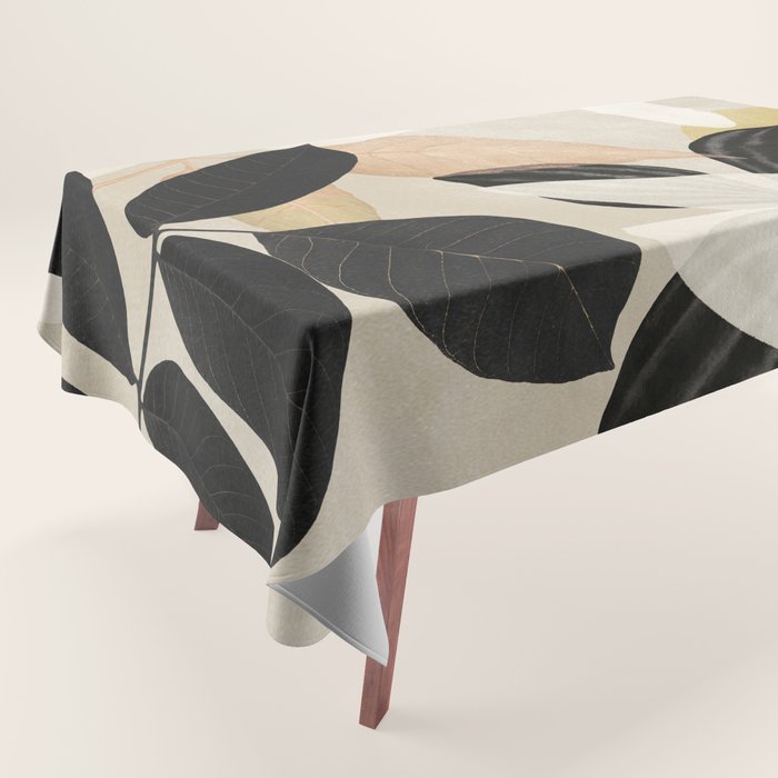 Minimal Abstract Art Tropical Leaves 2 Tablecloth Gallery Image 1