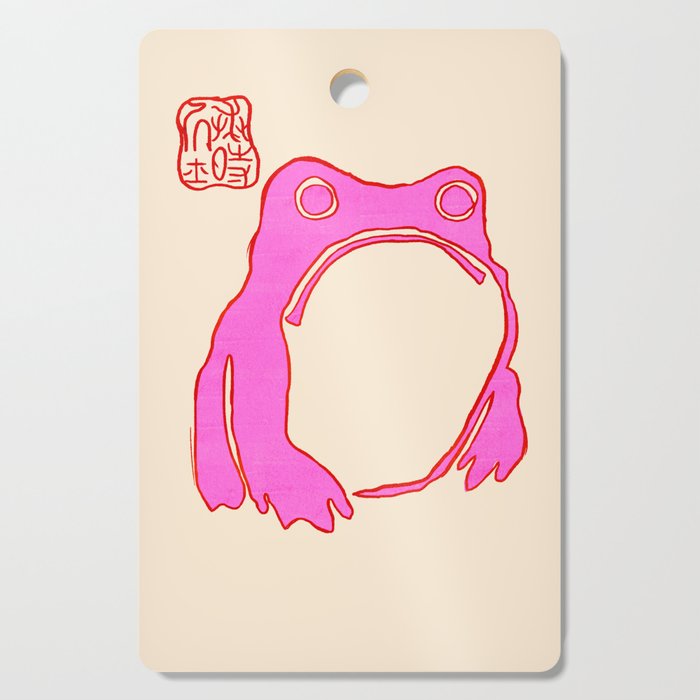 Pink Grumpy Frog Cutting Board Gallery Image 1