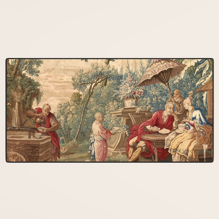 Antique 18th Century Chinoiserie Aubusson Tapestry Francois Boucher Desk Mat Gallery Image 3