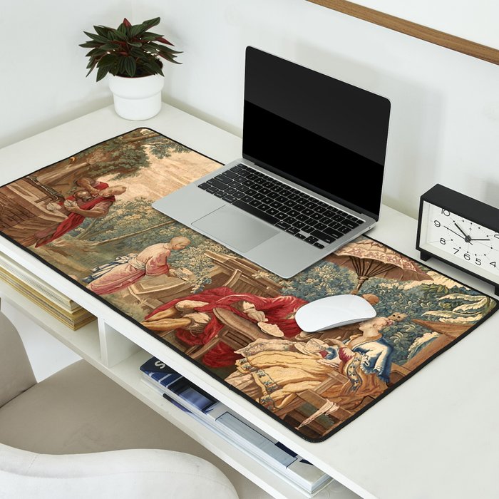 Antique 18th Century Chinoiserie Aubusson Tapestry Francois Boucher Desk Mat Gallery Image 2