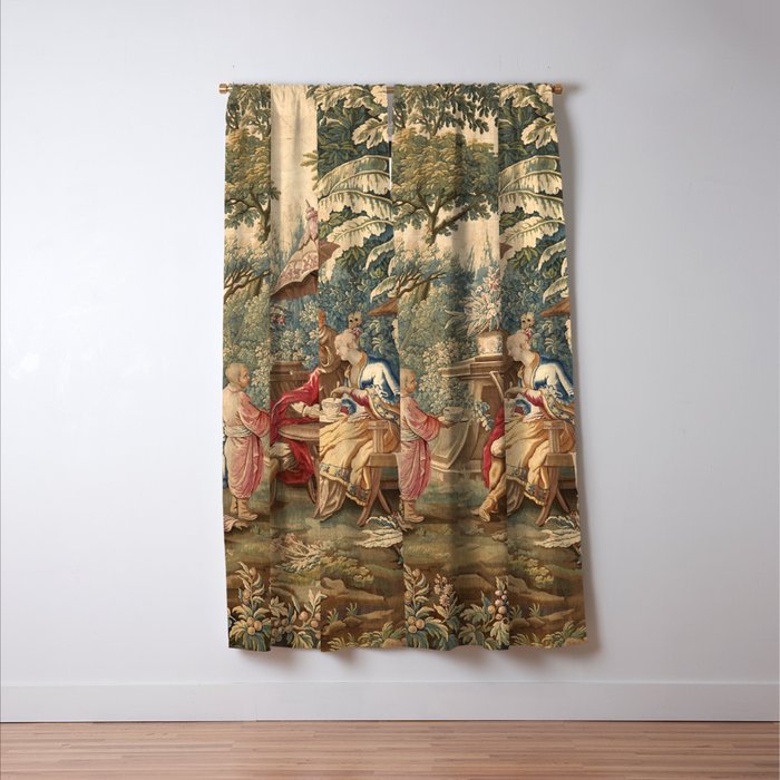 Antique 18th Century Chinoiserie Aubusson Tapestry Francois Boucher Window Curtain Gallery Image 3