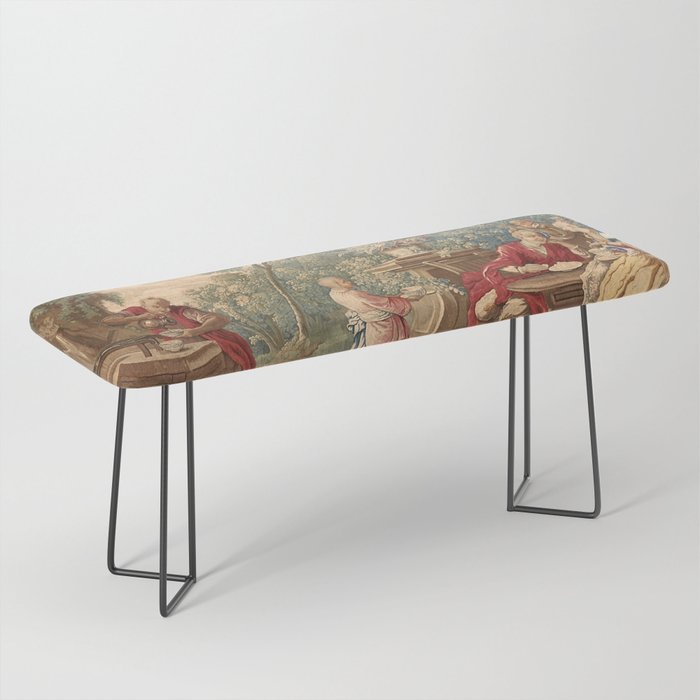 Antique 18th Century Chinoiserie Aubusson Tapestry Francois Boucher Bench Gallery Image 1