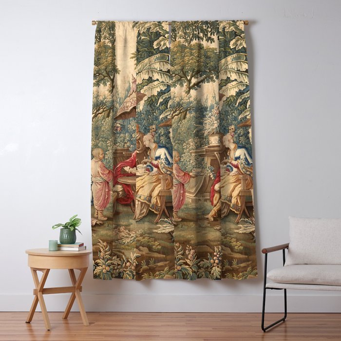 Antique 18th Century Chinoiserie Aubusson Tapestry Francois Boucher Window Curtain Gallery Image 5
