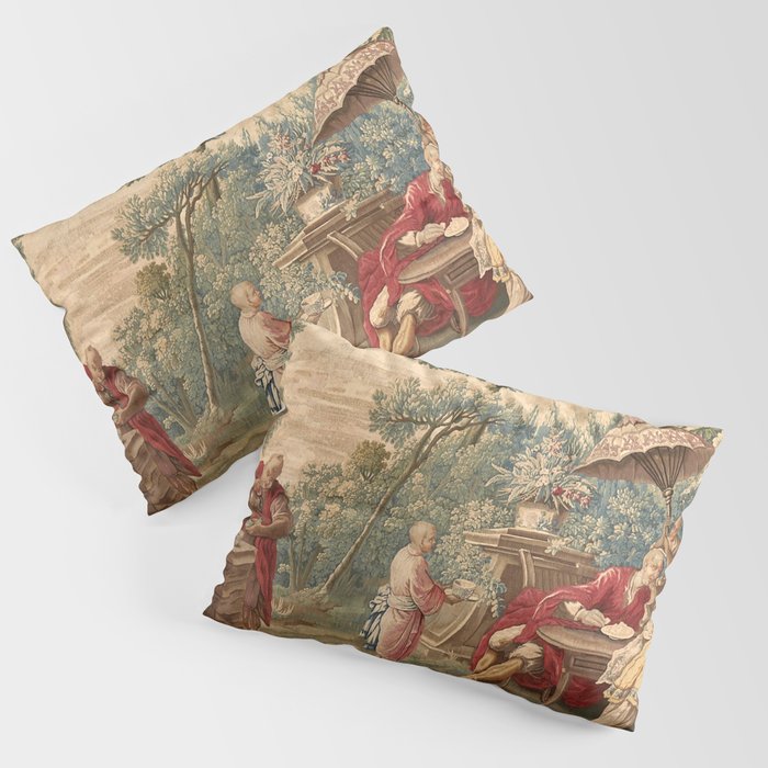 Antique 18th Century Chinoiserie Aubusson Tapestry Francois Boucher Pillow Sham Gallery Image 1