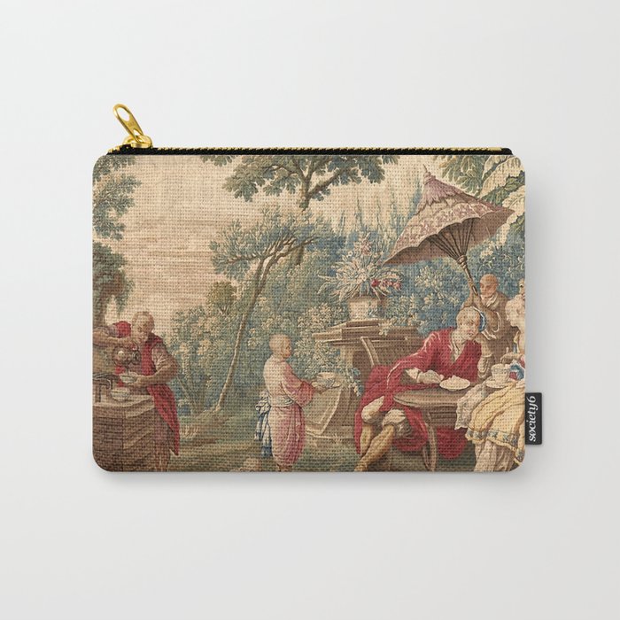 Antique 18th Century Chinoiserie Aubusson Tapestry Francois Boucher Carry All Pouch Gallery Image 1