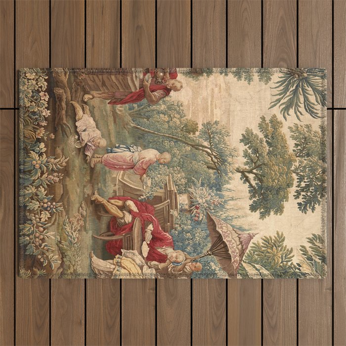 Antique 18th Century Chinoiserie Aubusson Tapestry Francois Boucher Outdoor Rug Gallery Image 1
