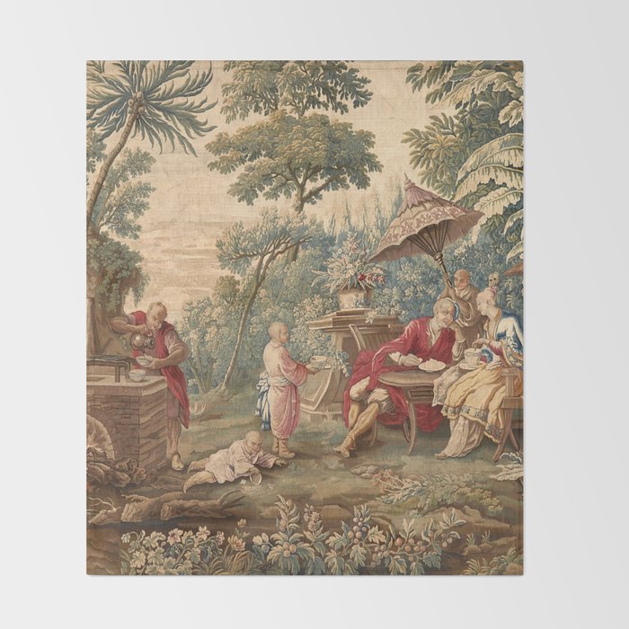 Antique 18th Century Chinoiserie Aubusson Tapestry Francois Boucher Throw Blanket Gallery Image 2