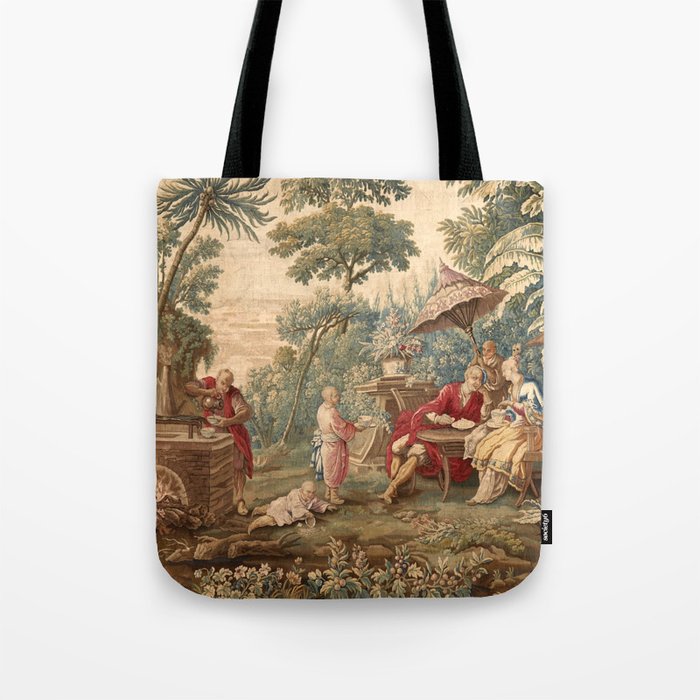 Antique 18th Century Chinoiserie Aubusson Tapestry Francois Boucher Tote Bag Gallery Image 1