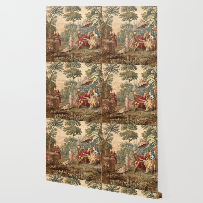 Antique 18th Century Chinoiserie Aubusson Tapestry Francois Boucher Wallpaper Gallery Image 2