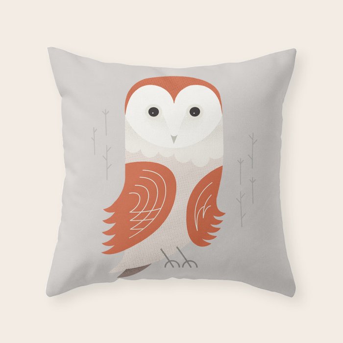 Barn Owl, Bird of United Kingdom Throw Pillow Gallery Image 6