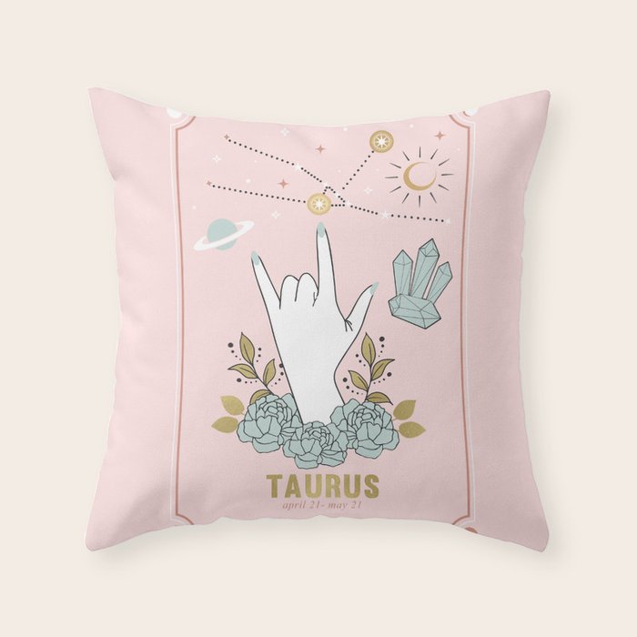 Taurus Zodiac Series Throw Pillow Gallery Image 1