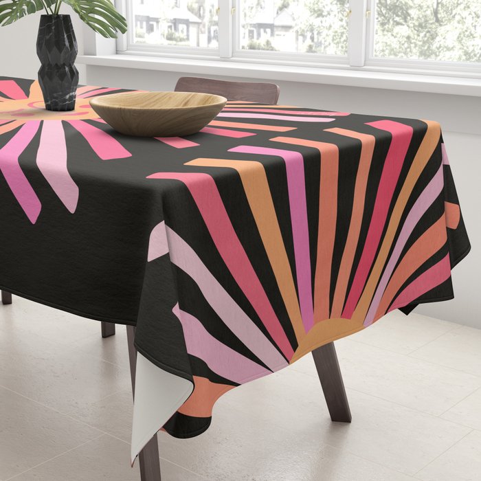 Sunshine - Pink on Charcoal Tablecloth Gallery Image 3